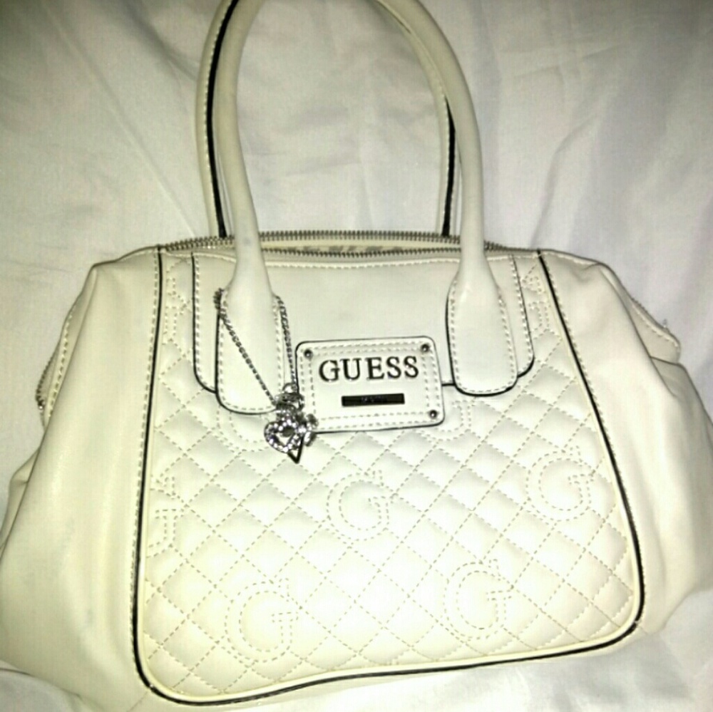 Guess all white purse